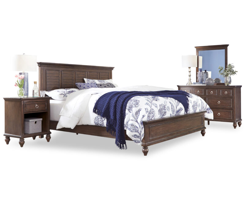Marie King Bed, Nightstand and Dresser with Mirror