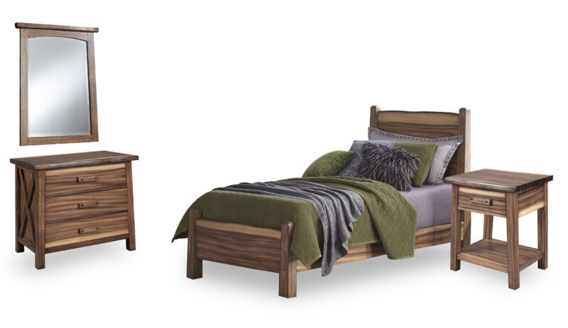 Forest Retreat Twin Bed, Nightstand, Chest, and Mirror