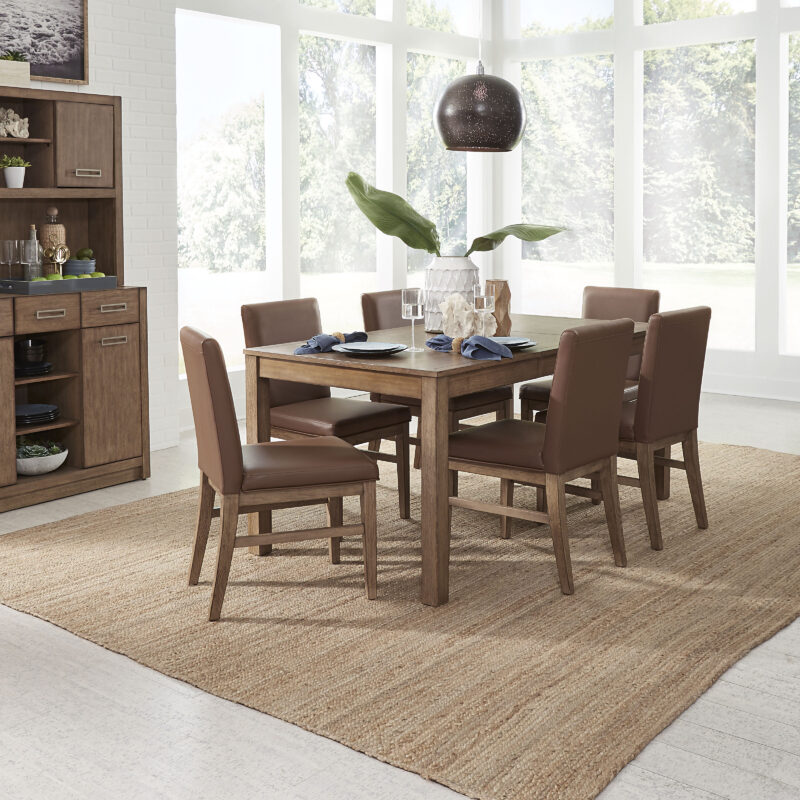 Montecito Dining Table and 6 Upholstered Chairs