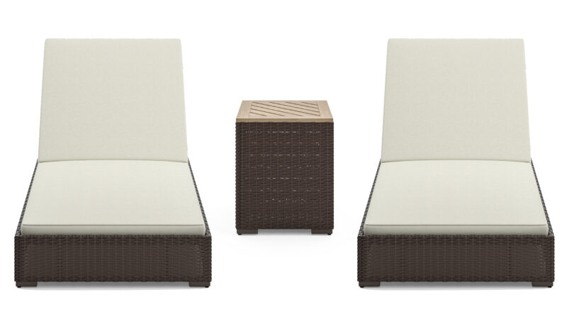 Palm Springs Outdoor Chaise Lounge Pair and Side Table