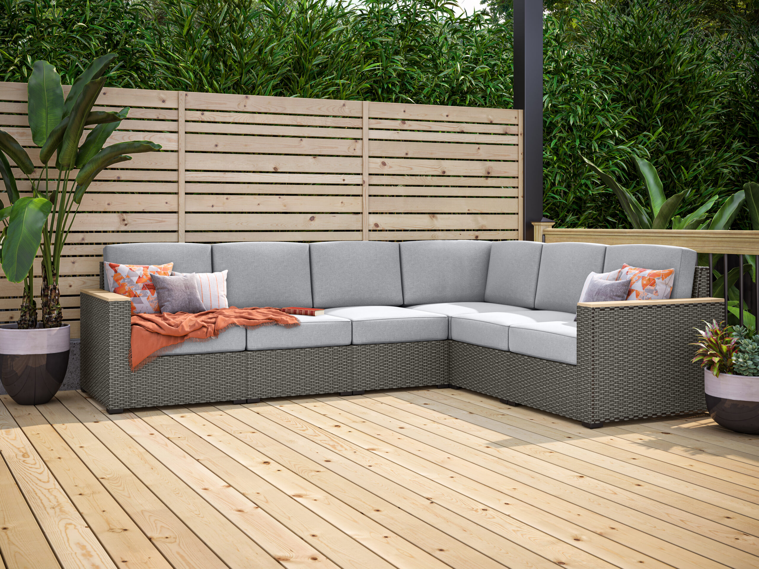 Boca Raton Outdoor 6 Seat Sectional - Waunakee Furniture