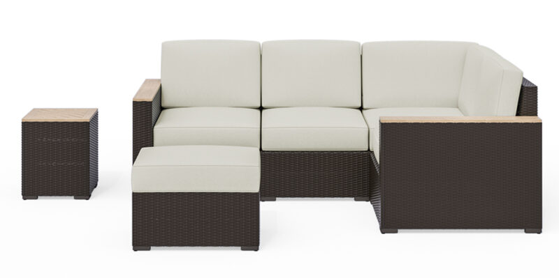 Palm Springs Outdoor 4 Seat Sectional, Ottoman and Side Table