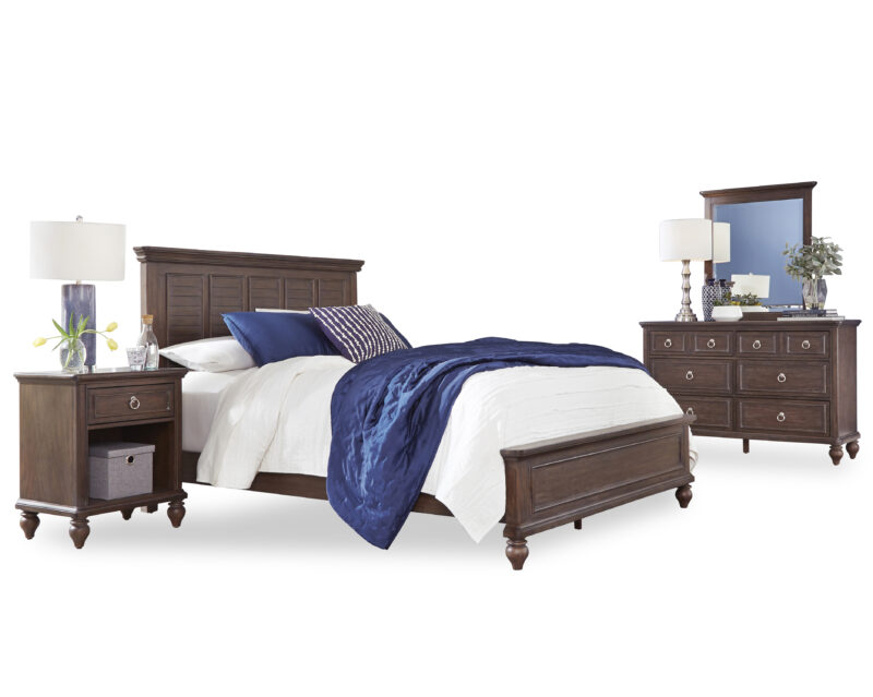 Marie Queen Bed, Nightstand and Dresser with Mirror