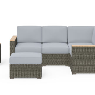 Boca Raton Outdoor 4 Seat Sectional, Ottoman and Side Table