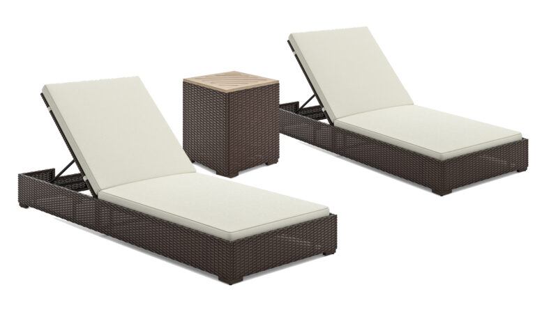 Palm Springs Outdoor Chaise Lounge Pair and Side Table