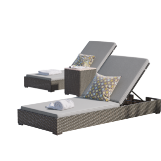 Boca Raton Outdoor Chaise Lounge Pair and Side Table