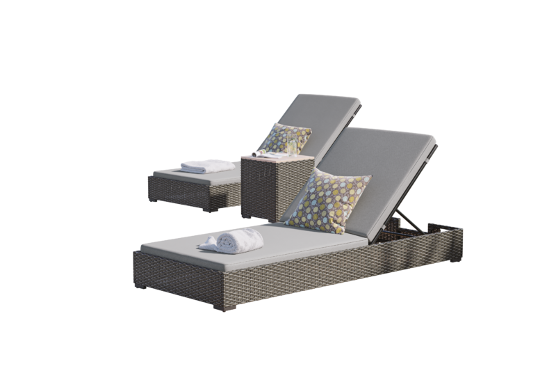 Boca Raton Outdoor Chaise Lounge Pair and Side Table