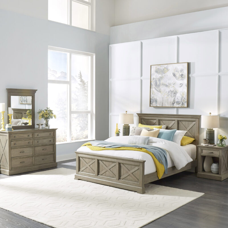 Walker Queen Bed, Nightstand and Dresser with Mirror