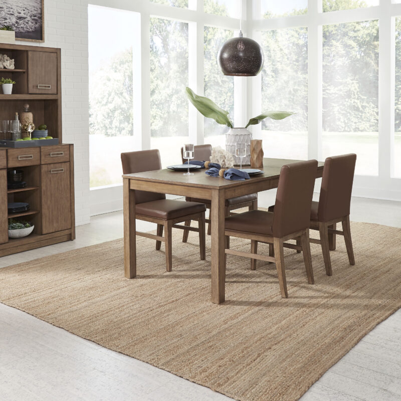 Montecito Dining Table and 4 Upholstered Chairs