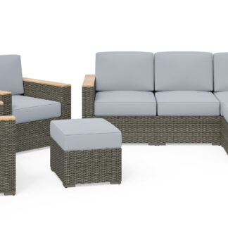 Boca Raton Outdoor 4 Seat Sectional, Arm Chair Pair and Ottoman