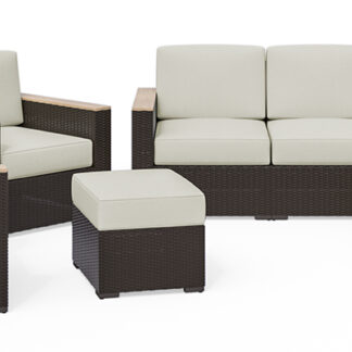 Palm Springs Outdoor 4 Seat Sectional, Arm Chair Pair and Ottoman