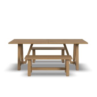 Trestle Dining Table with 2 Benches