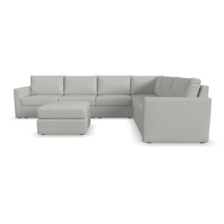 Flex 6-Seat Sectional with Standard Arm and Ottoman
