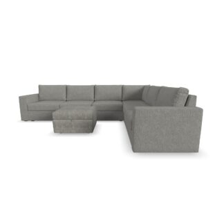 Flex 6-Seat Sectional with Wide Arm and Storage Ottoman